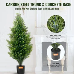 VEVOR Artificial Cedar Topiary Tree, 36 inch Tall (2 Pieces), with Extra Leaves & Pot Faux Evergreen Fake Pine Cypress Trees Plant, UV Rated Artificial Greenery Set for Home Decor Indoor/Outdoor