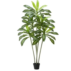 VEVOR Artificial Dracaena Tree 6 ft, Fake Palm Tropical Plants with White Tall Planter, Faux Floor Silk Plant in Pot, Large Trees for Home Office Living Room Decor House Warming, Indoor Outdoor
