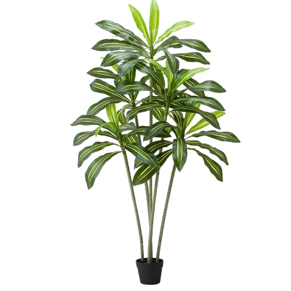VEVOR Artificial Dracaena Tree 6 ft, Fake Palm Tropical Plants with White Tall Planter, Faux Floor Silk Plant in Pot, Large Trees for Home Office Living Room Decor House Warming, Indoor Outdoor