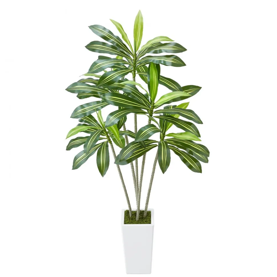 VEVOR Artificial Dracaena Tree 6 ft, Fake Palm Tropical Plants with White Tall Planter, Faux Floor Silk Plant in Pot, Large Trees for Home Office Living Room Decor House Warming, Indoor Outdoor
