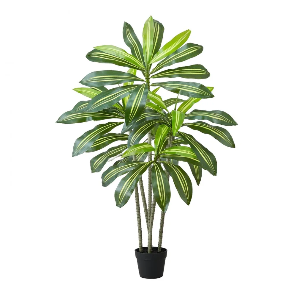 VEVOR Artificial Dracaena Tree 5 ft, Fake Palm Tropical Plants with White Tall Planter, Faux Floor Silk Plant in Pot, Large Trees for Home Office Living Room Decor House Warming, Indoor Outdoor