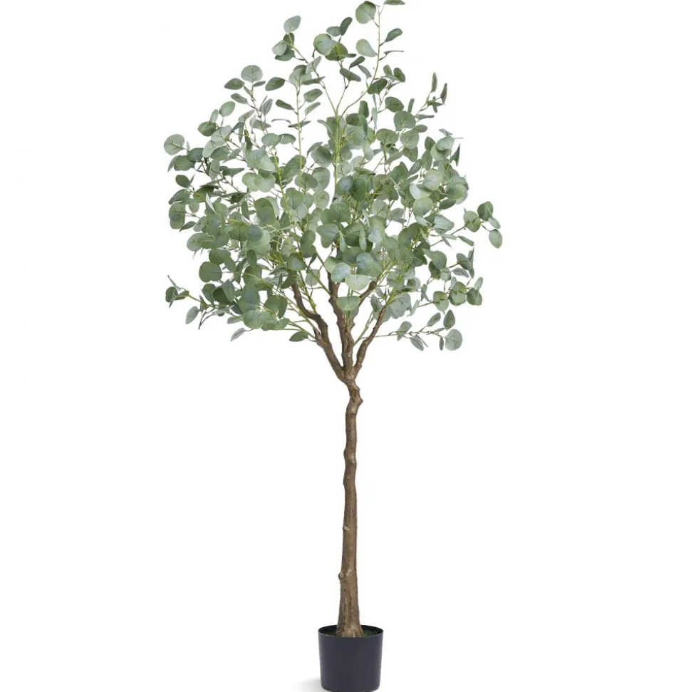 VEVOR Artificial Eucalyptus Tree, 6 FT Tall Faux Plant, Secure PE Material & Anti-Tip Tilt Protection Low-Maintenance Plant, Lifelike Green Fake Potted Tree for Home Office Decor Indoor Outdoor
