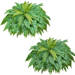 VEVOR Artificial Ferns, 48 Inch Fake Boston Fern Bush Plant with 67 Fronds, Faux Greenery for Indoor/Outdoor Decor, Silk & LDPE, Suitable for Home Porch Garden Office Living Room Planter, Set of 2