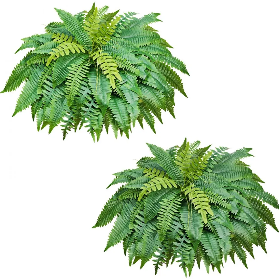 VEVOR Artificial Ferns, 48 Inch Fake Boston Fern Bush Plant with 67 Fronds, Faux Greenery for Indoor/Outdoor Decor, Silk & LDPE, Suitable for Home Porch Garden Office Living Room Planter, Set of 2