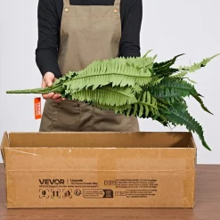 VEVOR Artificial Ferns, 48 Inch Fake Boston Fern Bush Plant with 67 Fronds, Faux Greenery for Indoor/Outdoor Decor, Silk & LDPE, Suitable for Home Porch Garden Office Living Room Planter, Set of 2
