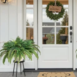 VEVOR Artificial Ferns, Natural Spread Diameter 37-41 Inch, Large Hanging Fake Boston Ferns, Sunlight Resistant Fake Plant Wall Decor with 80 Branches and Flowerpot, Faux Fern for Home Office Outdoor