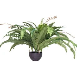 VEVOR Artificial Ferns, Natural Spread Diameter 37-41 Inch, Large Hanging Fake Boston Ferns, Sunlight Resistant Fake Plant Wall Decor with 80 Branches and Flowerpot, Faux Fern for Home Office Outdoor