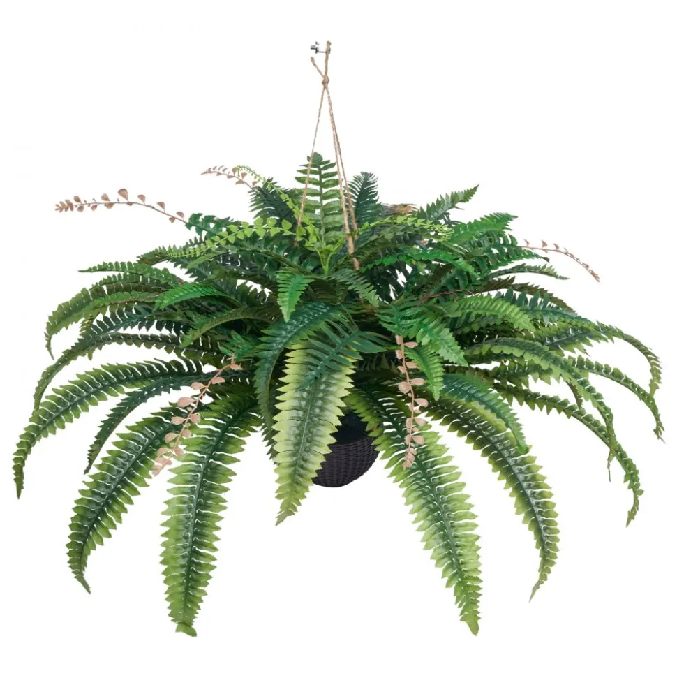 VEVOR Artificial Ferns, Natural Spread Diameter 37-41 Inch, Large Hanging Fake Boston Ferns, Sunlight Resistant Fake Plant Wall Decor with 80 Branches and Flowerpot, Faux Fern for Home Office Outdoor