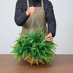 VEVOR Artificial Ferns, 2 Pcs Fake Hanging Boston Fern Bush Plant with 23 Inch Hanging Length, Plastic Faux Greenery for Indoor and Outdoor Decor, For Wall, Wedding Party, Home, Porch Garden, Office