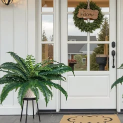 VEVOR Artificial Ferns 2 Pcs, Natural Spread Diameter 35-39 Inch, Large Hanging Artificial Boston Ferns, Fake Plant Wall Decor with 35 Branches, Faux Fern for Home and Office (Flowerpot Unincluded)