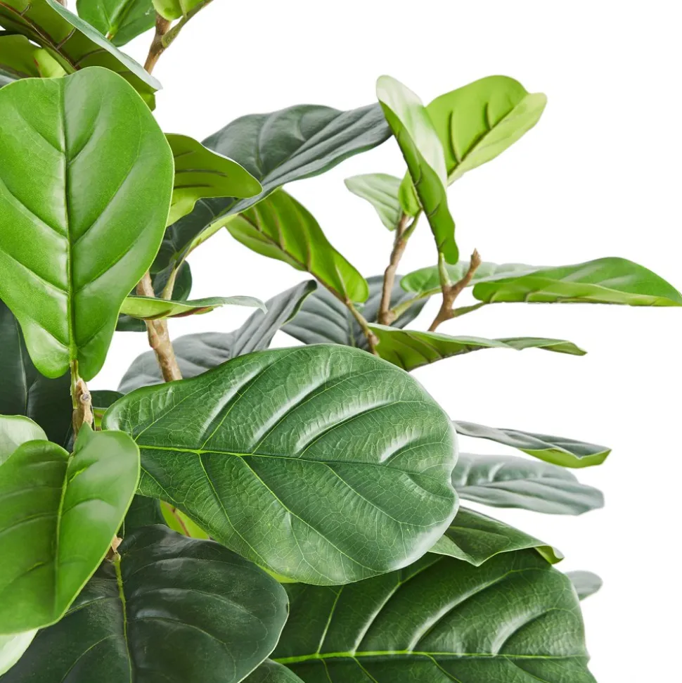 VEVOR Artificial Fiddle Leaf Fig Tree, 5 FT, Secure PE Material & Anti-Tip Tilt Protection Low-Maintenance Faux Plant, Lifelike Green Fake Potted Tree for Home Office Warehouse Decor Indoor Outdoor