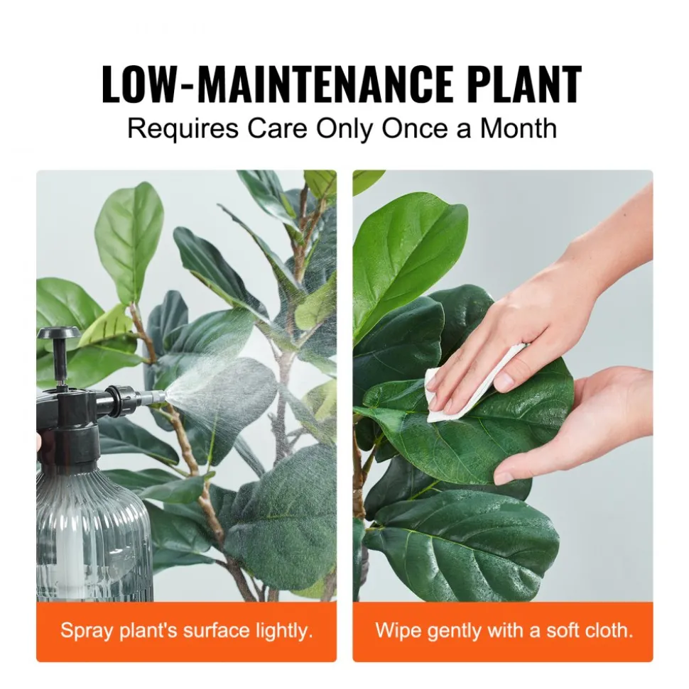 VEVOR Artificial Fiddle Leaf Fig Tree, 5 FT, Secure PE Material & Anti-Tip Tilt Protection Low-Maintenance Faux Plant, Lifelike Green Fake Potted Tree for Home Office Warehouse Decor Indoor Outdoor