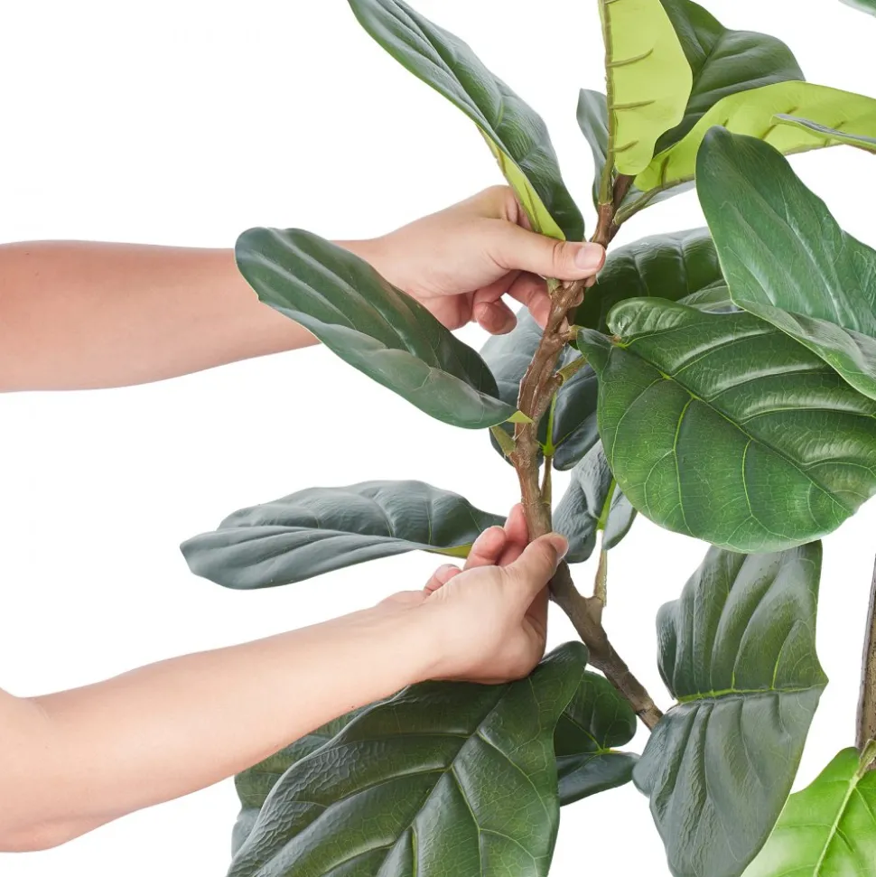 VEVOR Artificial Fiddle Leaf Fig Tree, 5 FT, Secure PE Material & Anti-Tip Tilt Protection Low-Maintenance Faux Plant, Lifelike Green Fake Potted Tree for Home Office Warehouse Decor Indoor Outdoor