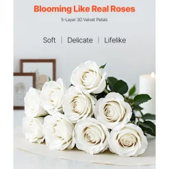 VEVOR Artificial Flowers, 60 pcs Real Looking White Foam Fake Roses Bulk, White Faux Bridal Shower with Stems for DIY Wedding Bouquets, Home Centerpieces Arrangements, Party Tables Decorations