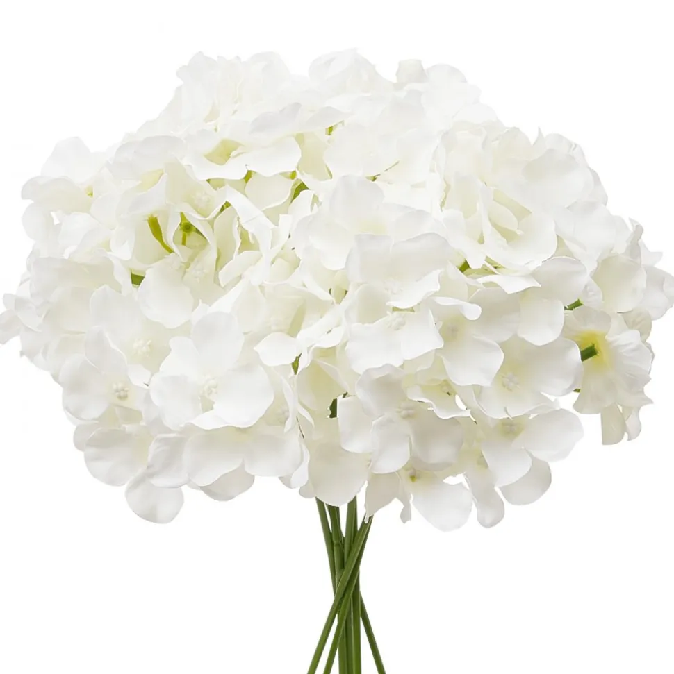VEVOR Artificial Flowers, 105 pcs Real Looking White Silk Fake Hydrangea Bulk, White Faux Bridal Shower with Stems for DIY Wedding Bouquets, Home Centerpieces Arrangements, Party Tables Decorations