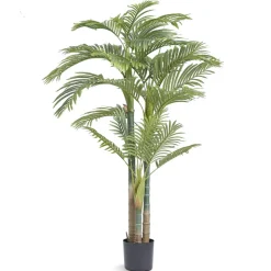 VEVOR Artificial Gold Cane Palm Tree, 6.5 FT Tall Faux Plant, PE Material & Anti-Tip Tilt Protection Low-Maintenance Plant, Lifelike Green Fake Tree for Home Office Warehouse Decor Indoor Outdoor