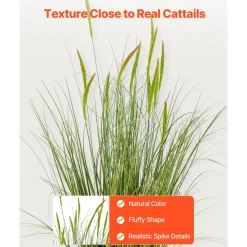 VEVOR Artificial Grass Plant, 2 Pack 35 inch Cattail Grass in Pot, Premium PVC Faux Fake Greenery Shrubs Plant for Indoor Outdoor House Home Garden Office Room Décor, Housewarming, Green