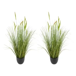 VEVOR Artificial Grass Plant, 2 Pack 35 inch Cattail Grass in Pot, Premium PVC Faux Fake Greenery Shrubs Plant for Indoor Outdoor House Home Garden Office Room Décor, Housewarming, Green