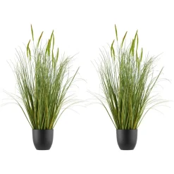 VEVOR Artificial Grass Plant, 2 Pack 35 inch Cattail Grass in Pot, Premium PVC Faux Fake Greenery Shrubs Plant for Indoor Outdoor House Home Garden Office Room Décor, Housewarming, Green