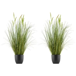 VEVOR Artificial Grass Plant, 2 Pack 35 inch Cattail Grass in Pot, Premium PVC Faux Fake Greenery Shrubs Plant for Indoor Outdoor House Home Garden Office Room Décor, Housewarming, Green