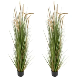 VEVOR Artificial Grass Plant, 2 Pack 59 inch Horsetail Reed Grass in Pot, Premium PVC Faux Fake Greenery Shrubs Plant for Indoor Outdoor House Home Garden Office Room Décor, Housewarming, Green