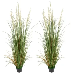 VEVOR Artificial Grass Plant, 2 Pack 47 inch Reed Flower Grass in Pot, Premium PVC Faux Fake Greenery Shrubs Plant for Indoor Outdoor House Home Garden Office Room Décor, Housewarming, Green