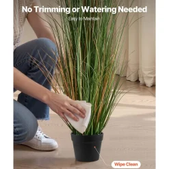 VEVOR Artificial Grass Plant, 2 Pack 47 inch Reed Flower Grass in Pot, Premium PVC Faux Fake Greenery Shrubs Plant for Indoor Outdoor House Home Garden Office Room Décor, Housewarming, Green
