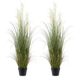 VEVOR Artificial Grass Plant, 2 Pack 47 inch Reed Flower Grass in Pot, Premium PVC Faux Fake Greenery Shrubs Plant for Indoor Outdoor House Home Garden Office Room Décor, Housewarming, Green