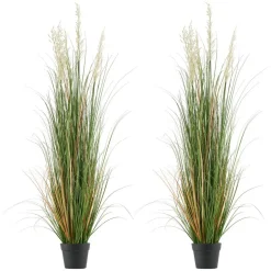 VEVOR Artificial Grass Plant, 2 Pack 47 inch Reed Flower Grass in Pot, Premium PVC Faux Fake Greenery Shrubs Plant for Indoor Outdoor House Home Garden Office Room Décor, Housewarming, Green