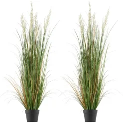 VEVOR Artificial Grass Plant, 2 Pack 47 inch Reed Flower Grass in Pot, Premium PVC Faux Fake Greenery Shrubs Plant for Indoor Outdoor House Home Garden Office Room Décor, Housewarming, Green