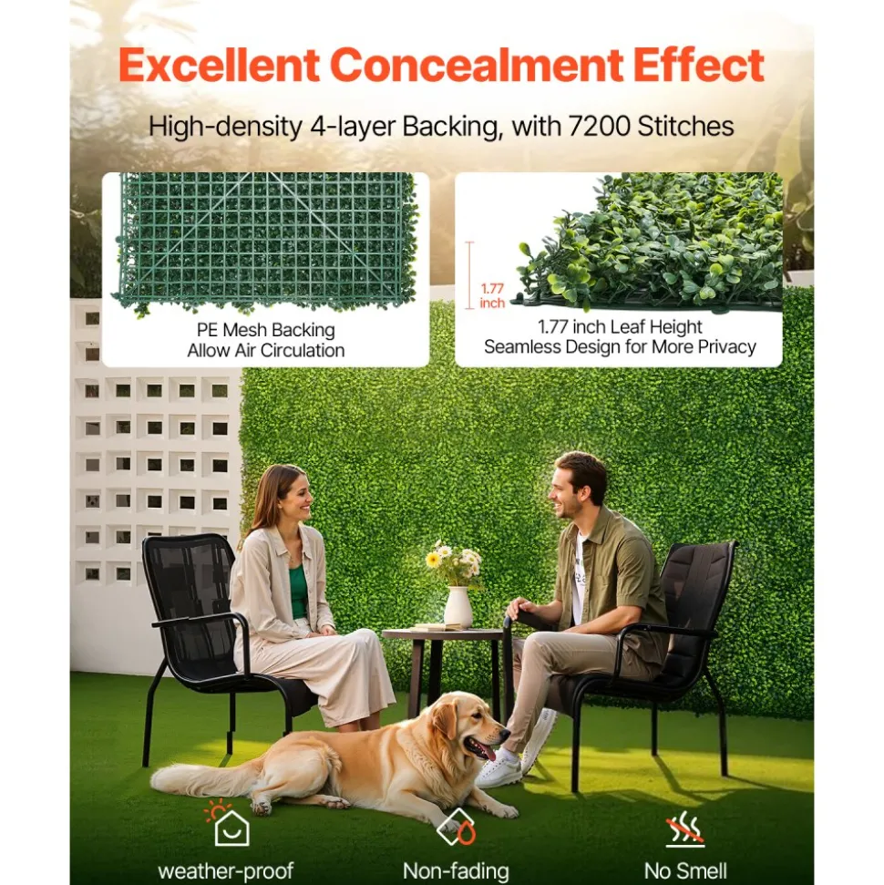 VEVOR Artificial Grass Wall Panels, 60 x 120 inch, Milan Grass Greenery Boxwood Panel for Indoor Outdoor Green Decor & Ivy Fence Covering, Privacy Backdrop Wall Hedge Screen for Garden
