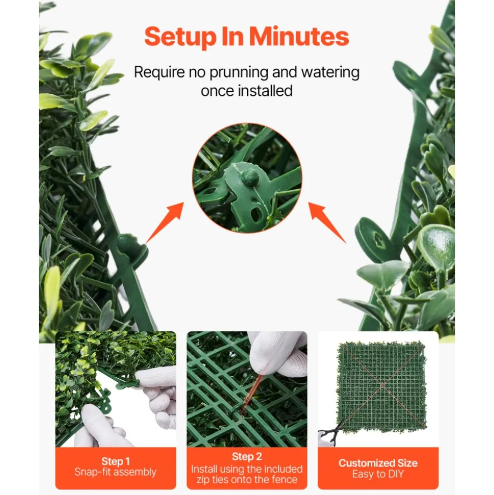 VEVOR Artificial Grass Wall Panels, 60 x 120 inch, Milan Grass Greenery Boxwood Panel for Indoor Outdoor Green Decor & Ivy Fence Covering, Privacy Backdrop Wall Hedge Screen for Garden