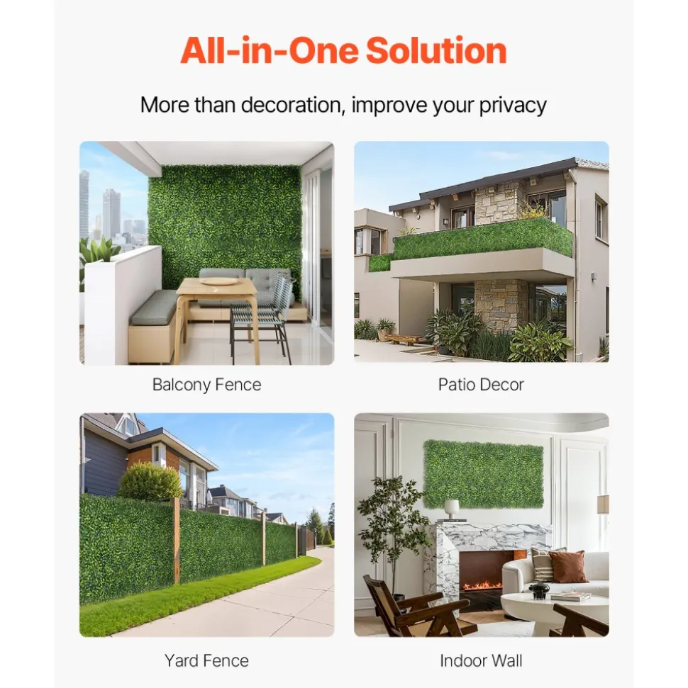 VEVOR Artificial Grass Wall Panels, 60 x 120 inch, Milan Grass Greenery Boxwood Panel for Indoor Outdoor Green Decor & Ivy Fence Covering, Privacy Backdrop Wall Hedge Screen for Garden