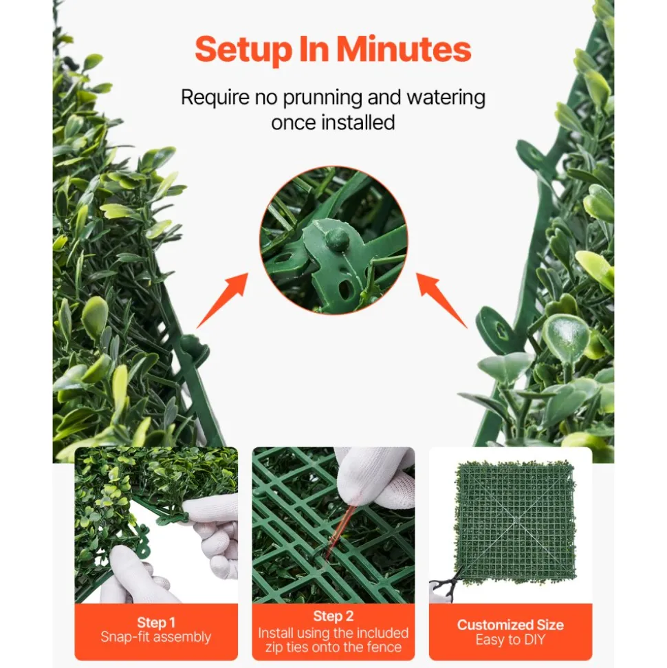 VEVOR Artificial Grass Wall Panels, 40 x 120 inch, Milan Grass Greenery Boxwood Panel for Indoor Outdoor Green Decor & Ivy Fence Covering, Privacy Backdrop Wall Hedge Screen for Garden