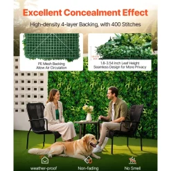 VEVOR Artificial Grass Wall Panels, 8 PCS 20 x 20 inch, 3D Combination Greenery Boxwood Panel for Indoor Outdoor Green Decor & Ivy Fence Covering, Privacy Backdrop Wall Hedge Screen for Garden