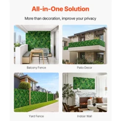 VEVOR Artificial Grass Wall Panels, 8 PCS 20 x 20 inch, 3D Combination Greenery Boxwood Panel for Indoor Outdoor Green Decor & Ivy Fence Covering, Privacy Backdrop Wall Hedge Screen for Garden