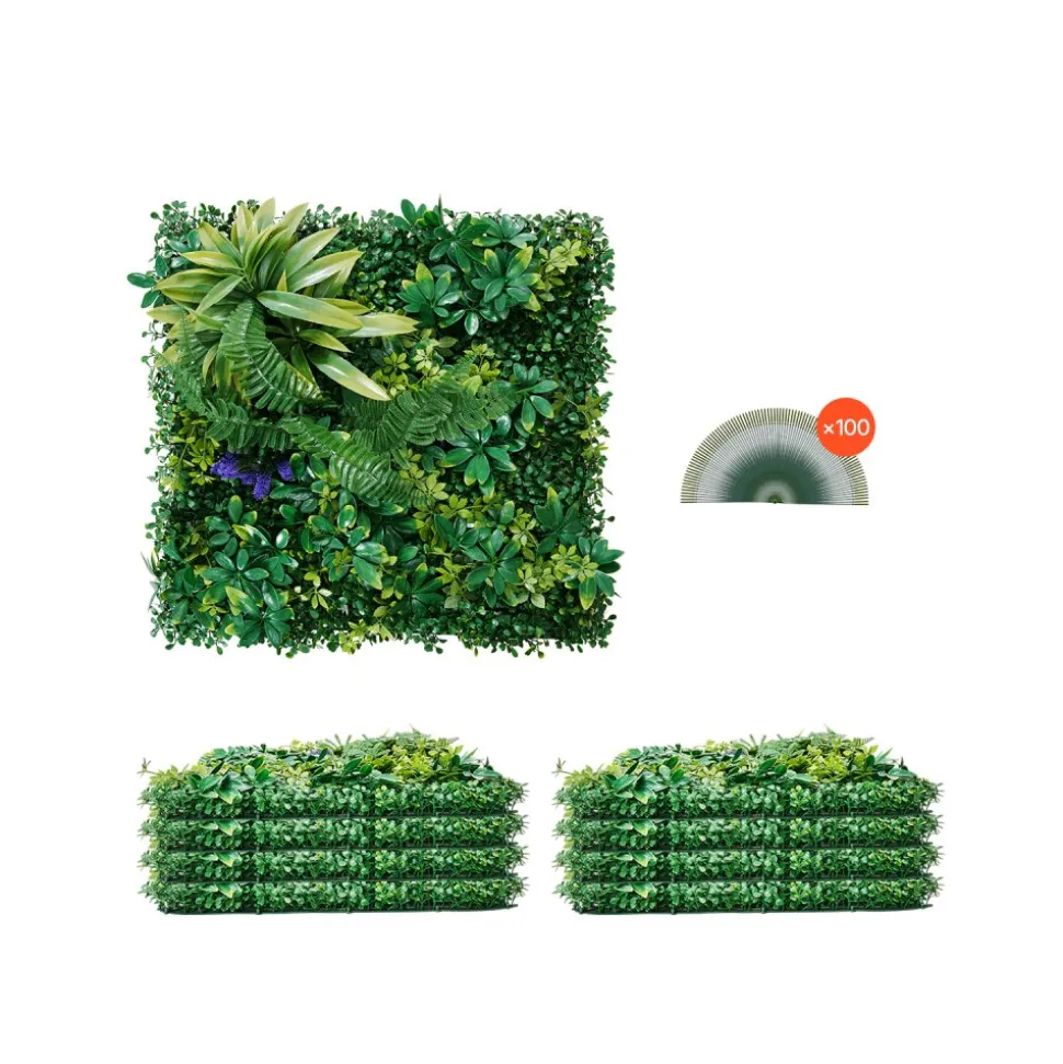 VEVOR Artificial Grass Wall Panels, 8 PCS 20 x 20 inch, 3D Combination Greenery Boxwood Panel for Indoor Outdoor Green Decor & Ivy Fence Covering, Privacy Backdrop Wall Hedge Screen for Garden