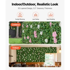 VEVOR Artificial Luxury Flower Wall Backdrop, 2 PCS, Each Panel 2 x 8 ft, Gorgeous 3D Silk Floral Backdrop Pet Friendly, Easy Installation Flower Wall Panel for Wedding, Event, Party and Home Decor