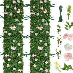 VEVOR Artificial Luxury Flower Wall Backdrop, 2 PCS, Each Panel 2 x 8 ft, Gorgeous 3D Silk Floral Backdrop Pet Friendly, Easy Installation Flower Wall Panel for Wedding, Event, Party and Home Decor