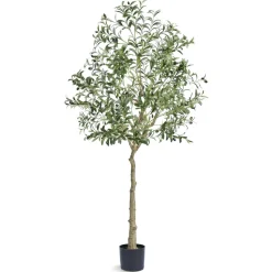 VEVOR Artificial Olive Tree, 6 FT Tall Faux Plant, Secure PE Material & Anti-Tip Tilt Protection Low-Maintenance Plant, Lifelike Green Fake Potted Tree for Home Office Warehouse Decor Indoor Outdoor