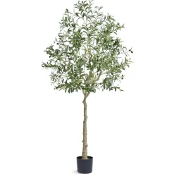 VEVOR Artificial Olive Tree, 6 FT Tall Faux Plant, Secure PE Material & Anti-Tip Tilt Protection Low-Maintenance Plant, Lifelike Green Fake Potted Tree for Home Office Warehouse Decor Indoor Outdoor