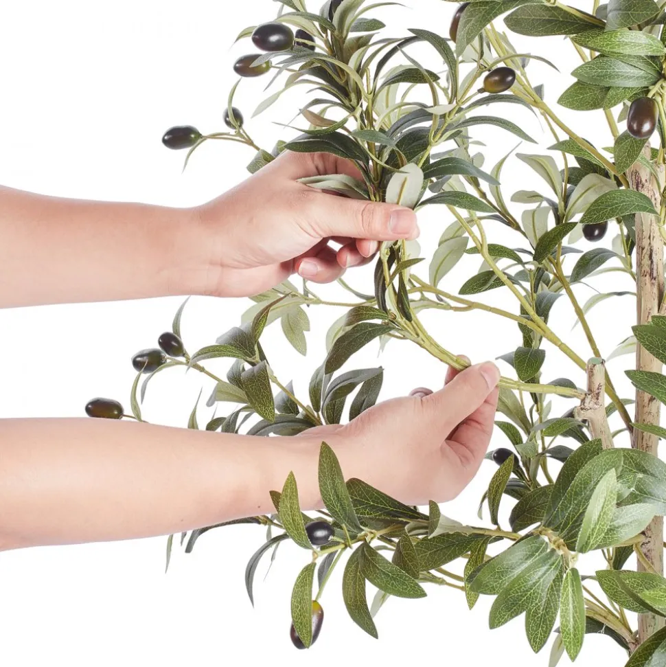 VEVOR Artificial Olive Tree, 5 FT Tall Faux Plant, Secure PE Material & Anti-Tip Tilt Protection Low-Maintenance Plant, Lifelike Green Fake Potted Tree for Home Office Warehouse Decor Indoor Outdoor