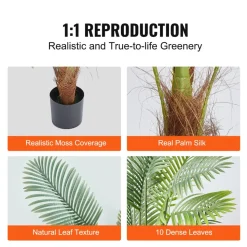 VEVOR Artificial Palm Tree, 4 FT Tall Faux Plant, Secure PE Material & Anti-Tip Tilt Protection Low-Maintenance Plant, Lifelike Green Fake Tree for Home Office Warehouse Decor Indoor Outdoor