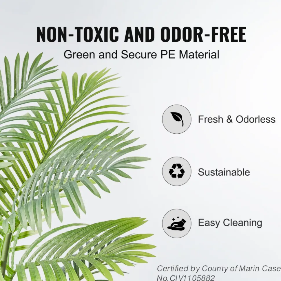 VEVOR Artificial Palm Tree, 4 FT Tall Faux Plant, Secure PE Material & Anti-Tip Tilt Protection Low-Maintenance Plant, Lifelike Green Fake Tree for Home Office Warehouse Decor Indoor Outdoor