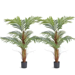 VEVOR Artificial Palm Tree, 4 FT Tall Faux Plant, Secure PE Material & Anti-Tip Tilt Protection Low-Maintenance Plant, Lifelike Green Fake Tree for Home Office Warehouse Decor Indoor Outdoor