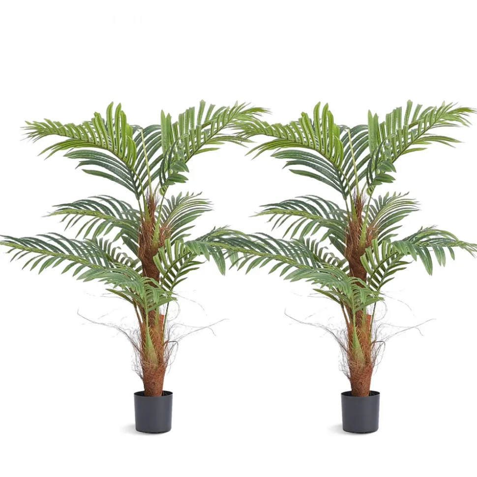 VEVOR Artificial Palm Tree, 4 FT Tall Faux Plant, Secure PE Material & Anti-Tip Tilt Protection Low-Maintenance Plant, Lifelike Green Fake Tree for Home Office Warehouse Decor Indoor Outdoor