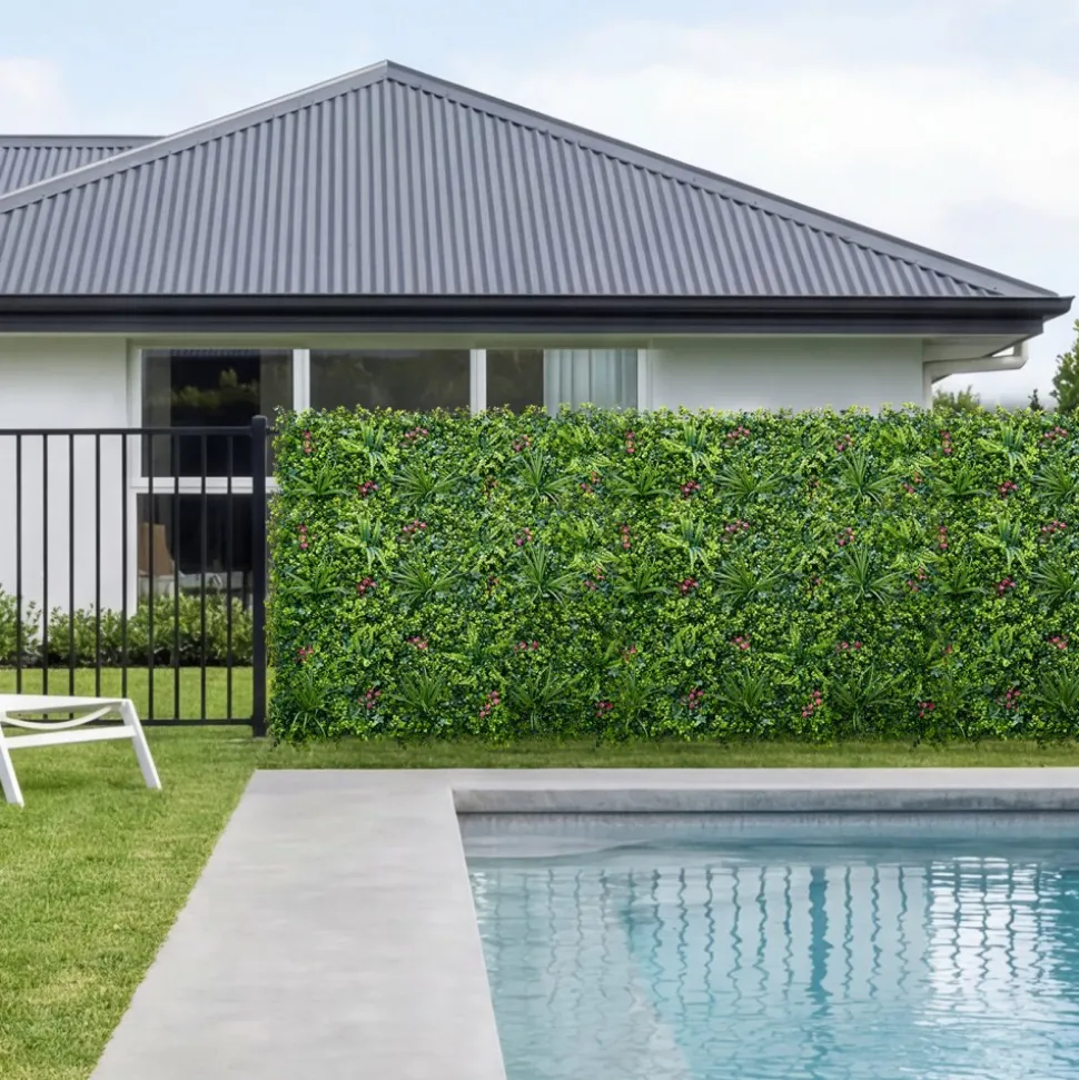 VEVOR Artificial Plant Wall, 16PCS 20 x 20 in Artificial Boxwood Panels, Greenery Backdrop Privacy Hedge Fence with Sun Protection, Fake Grass Wall Screen for Wedding, Indoor, Outdoor Garden, Backyard
