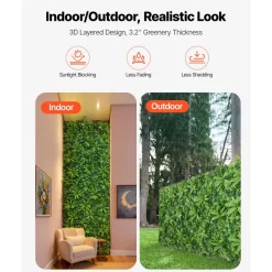 VEVOR Artificial Plant Wall, 40 x 120 in Artificial Boxwood Panels, Sun Protection Greenery Backdrop Privacy Hedge Fence, Fake Grass Screen for Wedding, Indoor, Outdoor Garden, Backyard (1 PC)
