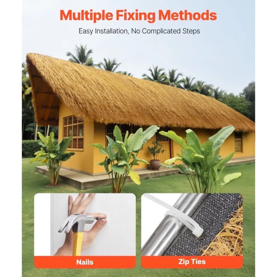 VEVOR Artificial Thatch Grass Roof, 1.3 x 3.9 ft Tiki Bar Hut Thatch Roofing Roll, Waterproof & Fire-Resistant, Palapa Tiki Roof Mat for Patio Pool Beach Tropical Hawaiian Party Décor