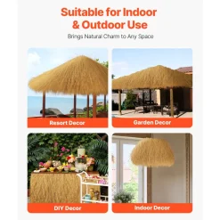 VEVOR Artificial Thatch Grass Roof, 1.3 x 3.9 ft Tiki Bar Hut Thatch Roofing Roll, Waterproof & Fire-Resistant, Palapa Tiki Roof Mat for Patio Pool Beach Tropical Hawaiian Party Décor